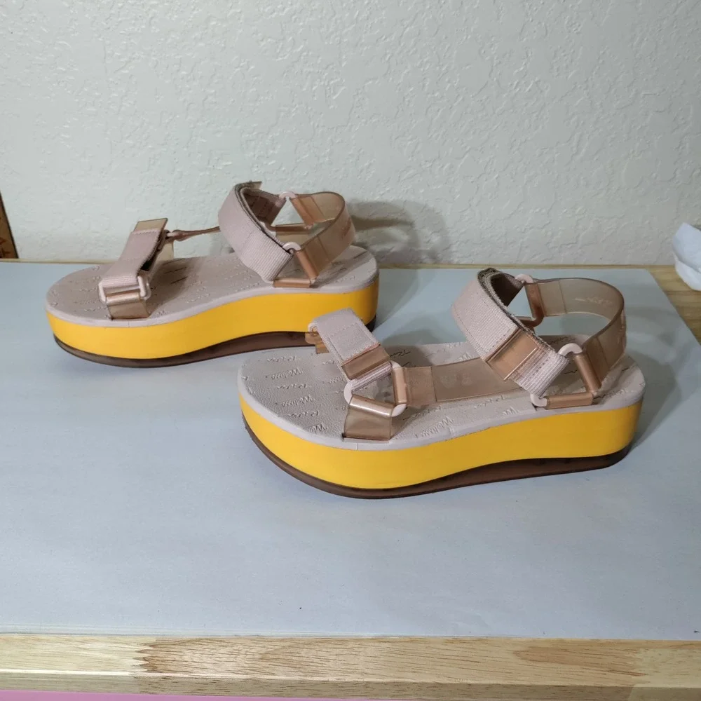Melissa x Rider Papete Platform Sandals Pink Yellow Chunky Strappy 32298
